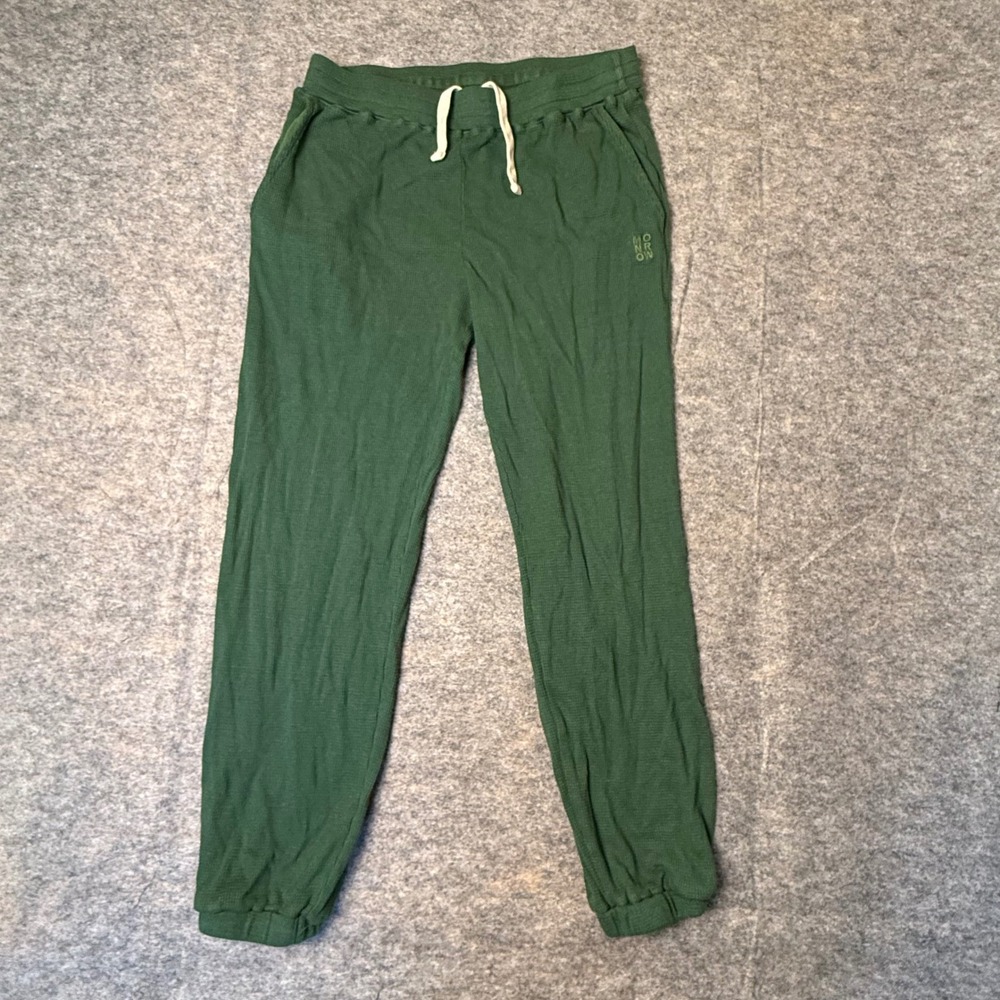 Monrow Waffle Knit Joggers Womens XS Green Thermal Lounge Pants HB0670-5